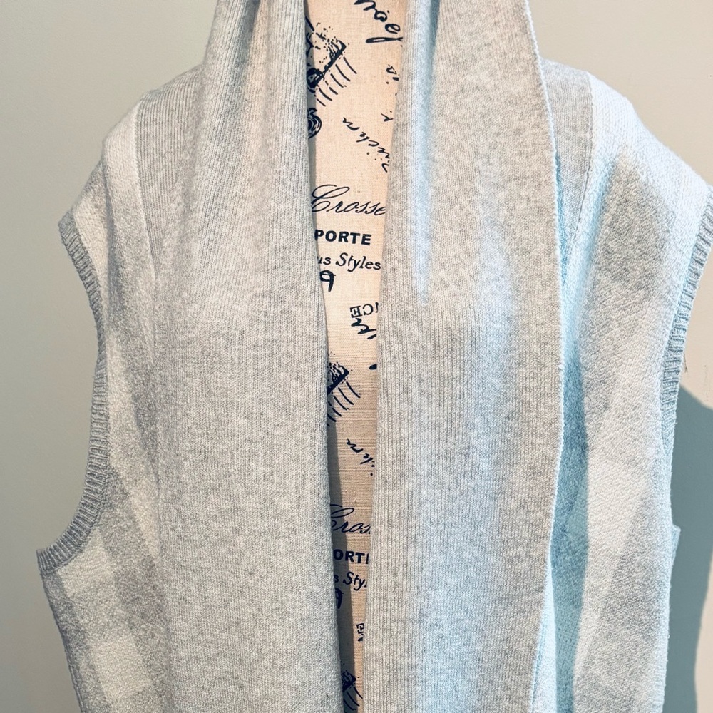 Gray Sleeveless Open Cardigan